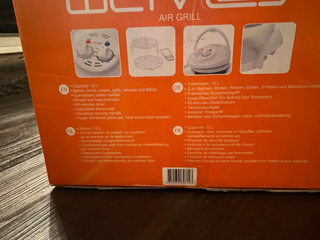 Waves Heteluchtgrill 12L - Oven, Grill & BBQ in één, Hete lucht, Nieuw, Oven met grill, Vrijstaand