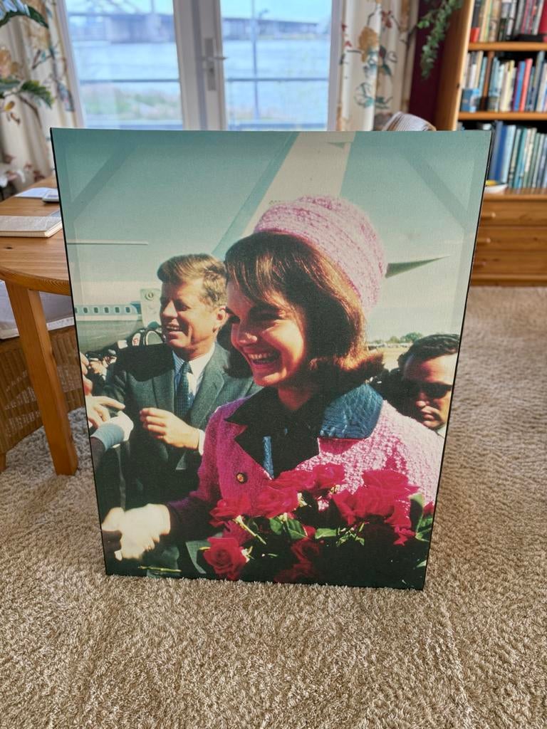Canvas Jackie Kennedy en John F. Kennedy, Ophalen, 75 tot 100 cm, 75 cm of meer, Print