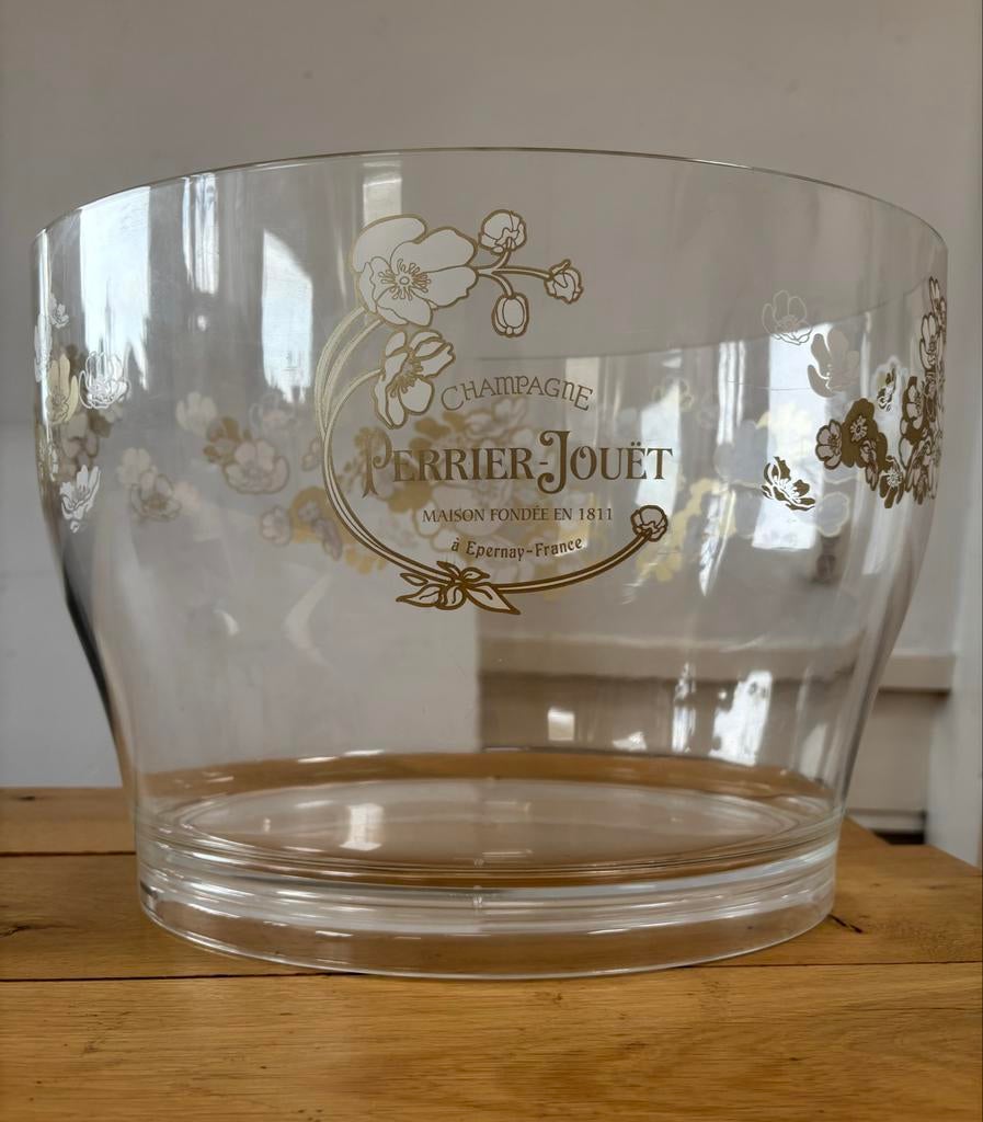 Grote Perrier Jouët Champagne koeler - gedecoreerd, Kunststof, Gebruikt, Schaal, Ophalen of Verzenden