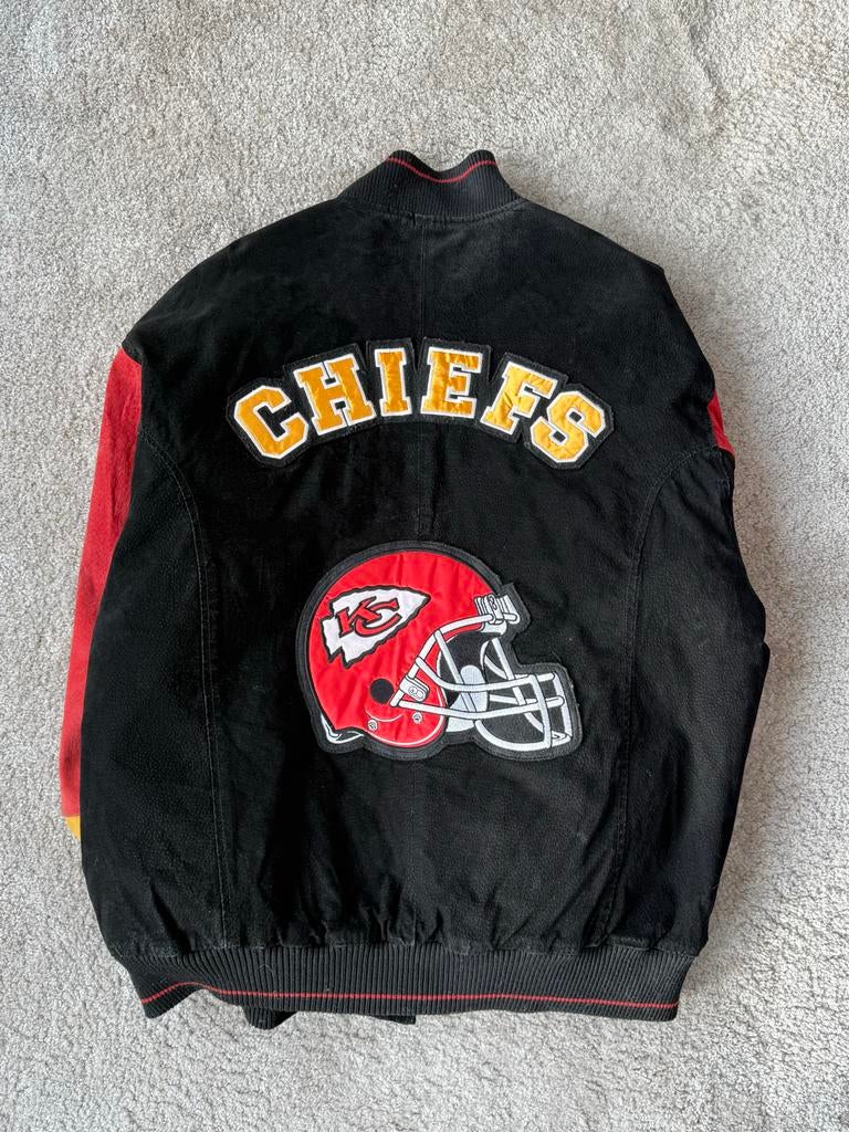 NFL Varsity Kansas City Chiefs Suede Jacket XL Unisex, Kleding | Dames, Jassen | Zomer, Ophalen of Verzenden, Gedragen, Zwart