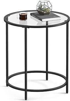 VASAGLE Ronde bijzettafel, kleine salontafel, gehard glazen, Ophalen of Verzenden, Nieuw, Rond