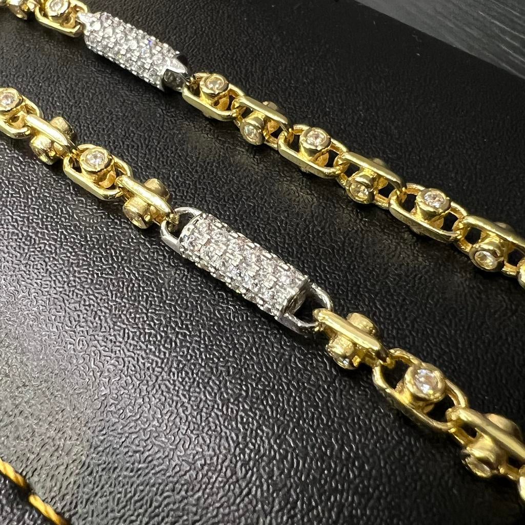 18 karaat gouden ketting massief schakel, Ophalen of Verzenden, Zo goed als nieuw, Goud