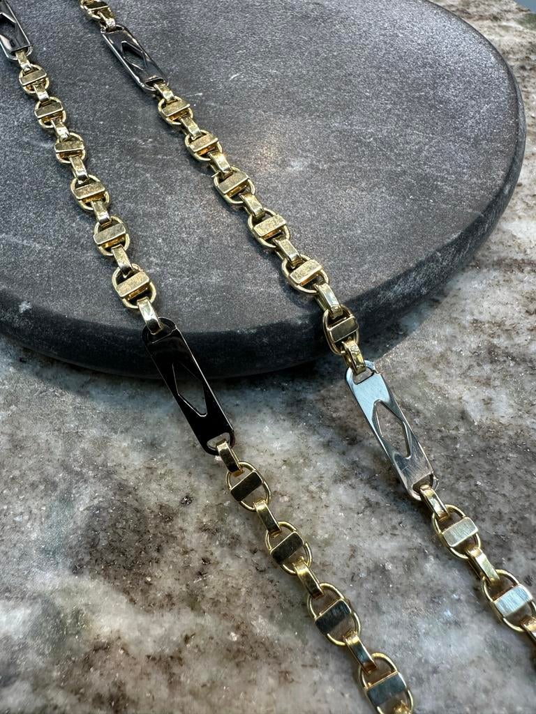 14k Gouden Kingsley Ketting met Ruitjes Design| 70 cm, Ophalen of Verzenden, Nieuw, Goud, Goud