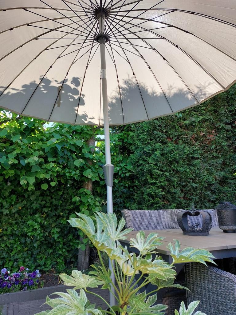 Parasol XXL, 3m, licht grijs, NIEUW, Ophalen of Verzenden, Stokparasol