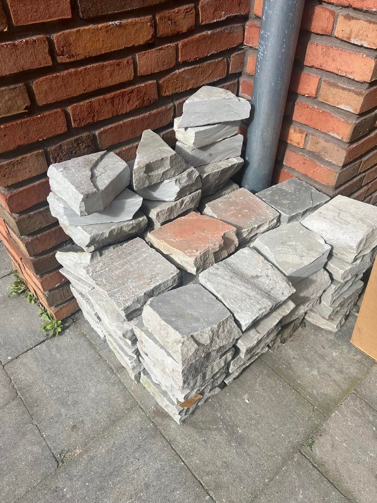 1m2 Kandla Grey Kinderkoppen 14x14 5-7cm dik, Tuin en Terras, Tegels en Klinkers, Gebruikt, Klinkers, Ophalen of Verzenden, Natuursteen