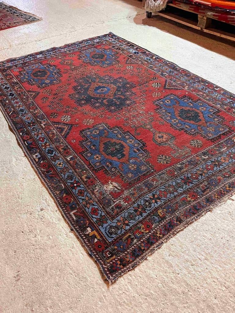 Perzisch tapijt klassiek patroon versleten sleets 183/124 cm, Gebruikt, 100 tot 150 cm, Blauw, Etten-Leur