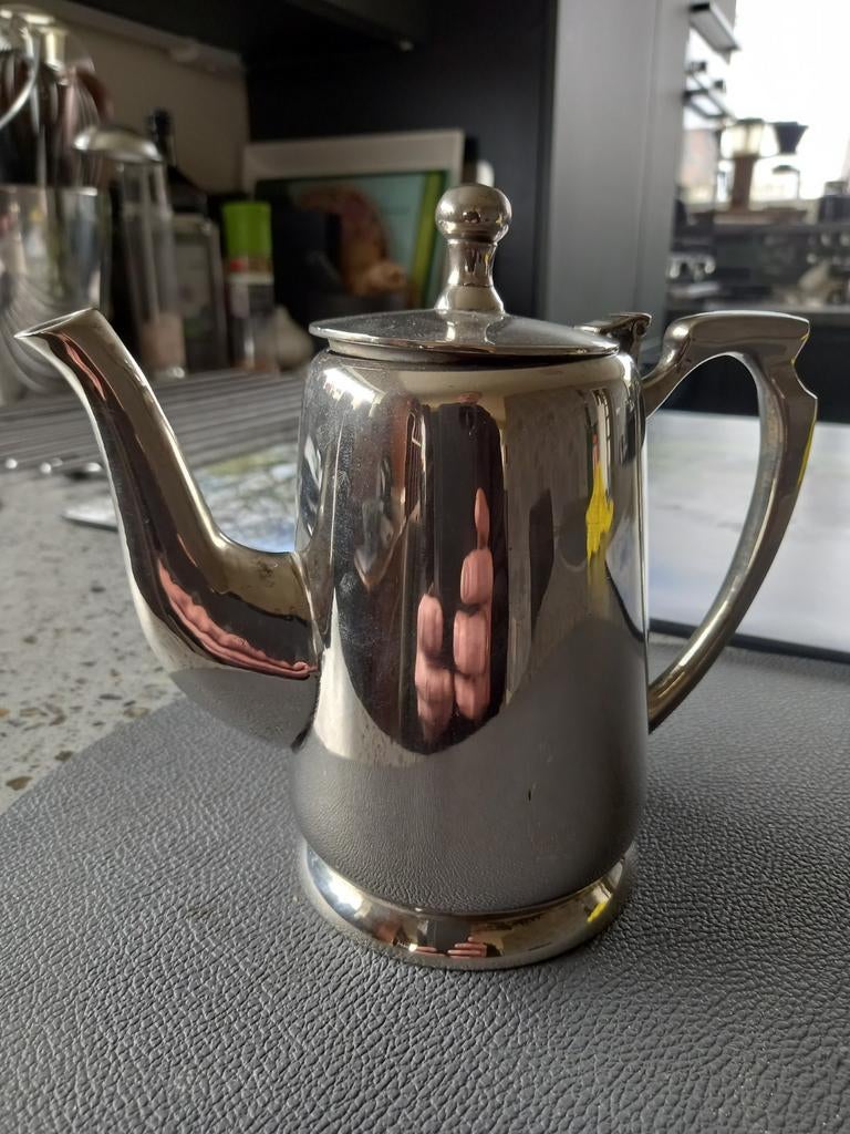 Verzilverd koffiepotje, Antiek en Kunst, Antiek | Goud en Zilver, Ophalen of Verzenden, Zilver