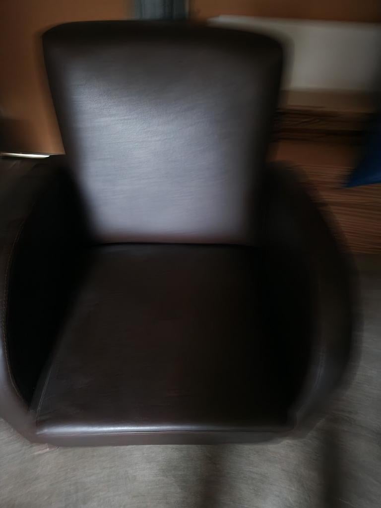 Comfortabele bruine leren stoel, Ophalen, Gebruikt, 75 tot 100 cm, Leer