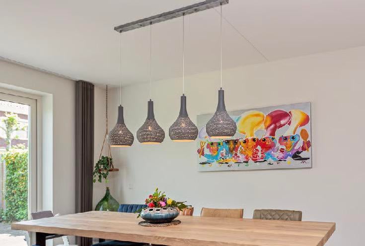 Hanglamp Industrieel Kegel Aya 4-donker Grijs, Ophalen, Gebruikt