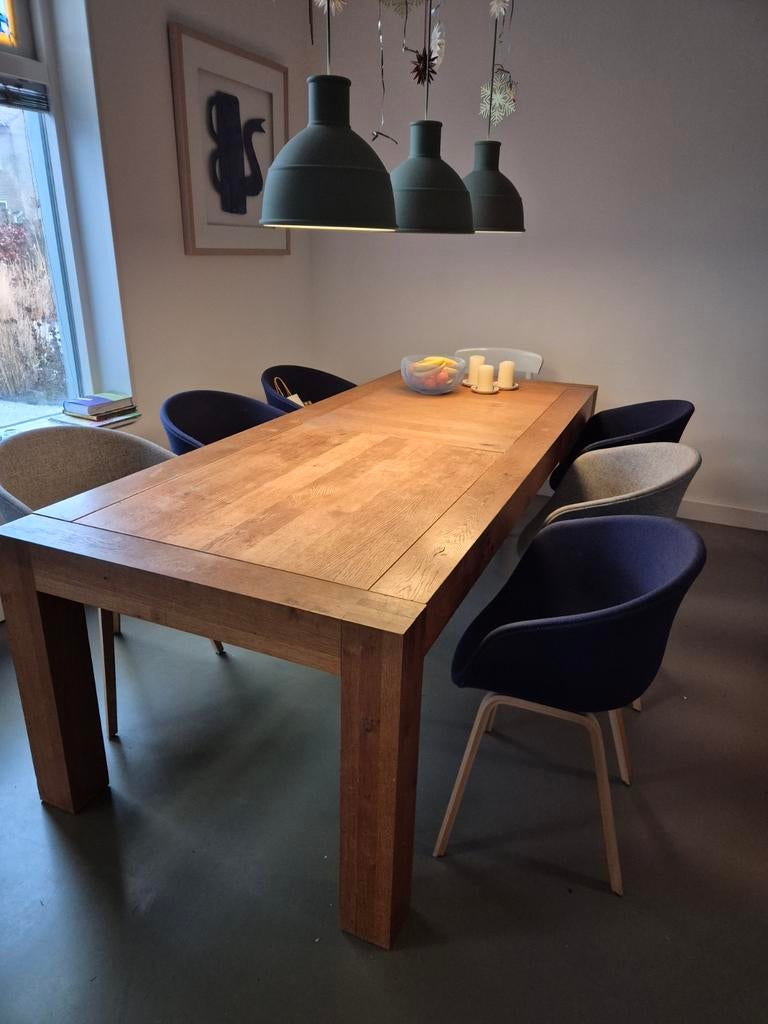 VNU eettafel, Ophalen of Verzenden, Rechthoekig, Eikenhout, 200 cm of meer