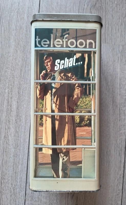 vintage bokma telefooncel blik reclameblik, Verzamelen, Ophalen of Verzenden, Zo goed als nieuw, Overige, Overige merken