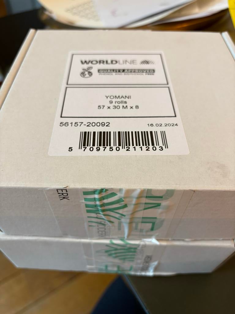 18 Worldline pinrollen 57x30x8 voor Yomani printer, Ophalen of Verzenden, Nieuw