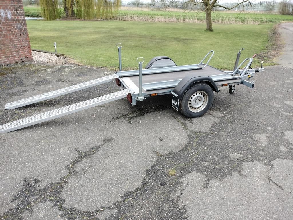 Motoraanhanger voor 2 motoren, geremd, nette staat, Auto diversen, Aanhangers en Bagagewagens, Ophalen, Gebruikt