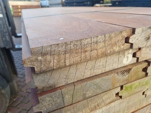 28.35 m2 Azobé hardhouten damwand 5 cm dik -nr: HP70, Ophalen, Planken, Nieuw, Hardhout