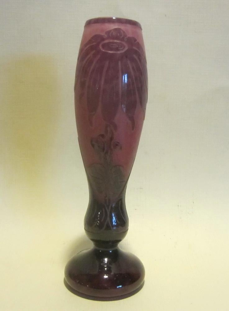 Le Verre Francais cameo glas vaas, Schneider dahlia 31,5 H, Antiek en Kunst, Verzenden