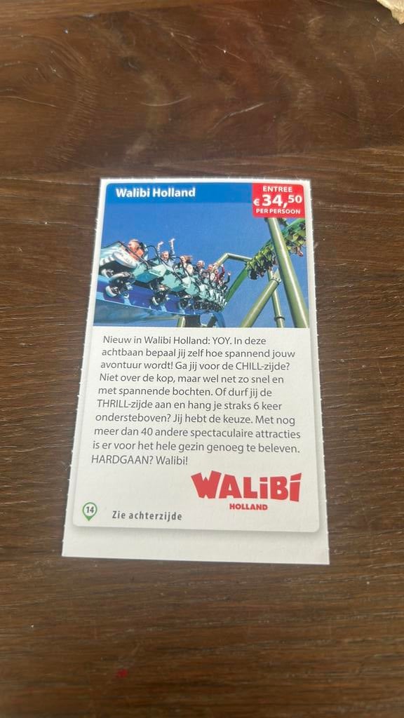 Walibi holland entree 35,50 per persoon, Kortingsbon, Pretpark