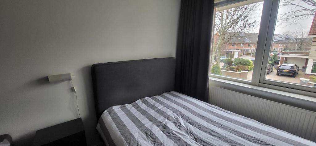Ikea Dunvik grijze hoes boxspring en hoofdbord 140x200, Tweepersoons, Zo goed als nieuw, 200 cm, 140 cm