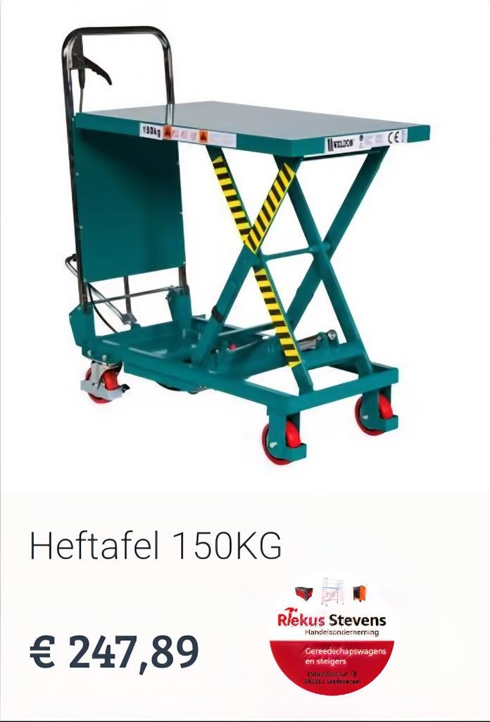 heftafel 150 kg, Doe-het-zelf en Verbouw, Palletwagens en Pompwagens, Ophalen of Verzenden, Nieuw