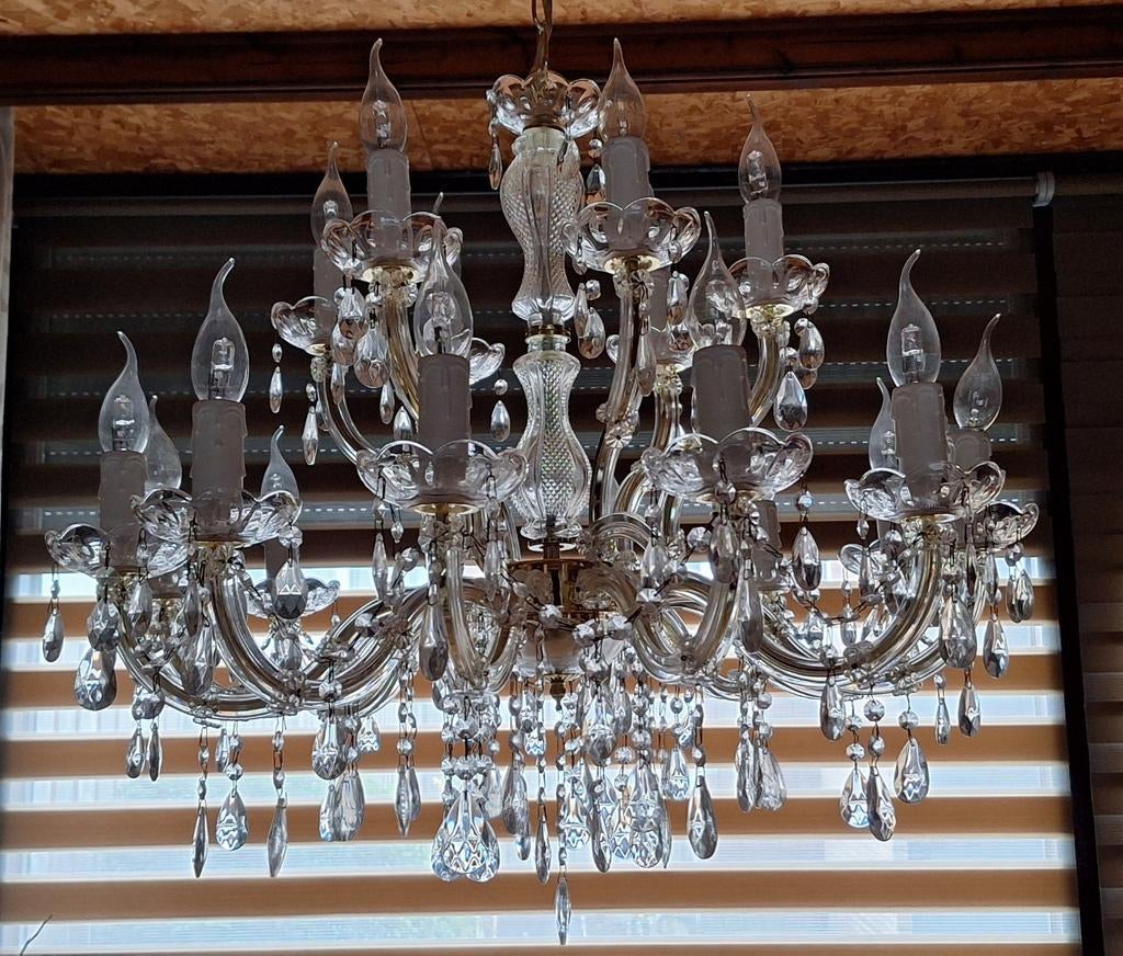 Exclusieve kroonluchter met goud diameter 70 cm, Ophalen, Glas