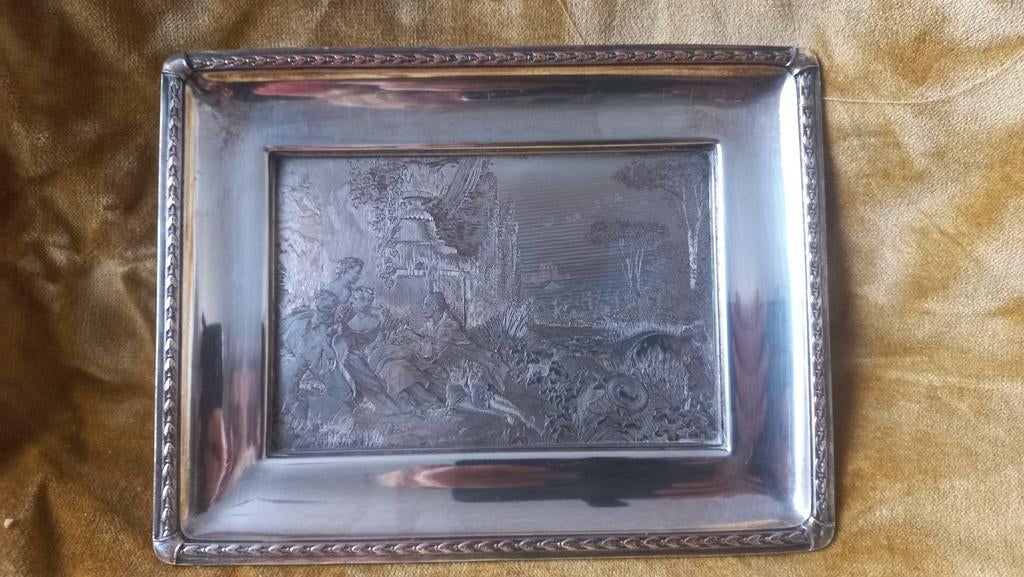 Verzilverde plaquette, Antiek en Kunst, Ophalen of Verzenden, Zilver