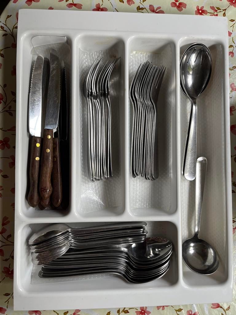 Compleet vintage bestekset, 8-persoons, rvs, Ophalen of Verzenden, Gebruikt, Rvs of Chroom, Bestekset