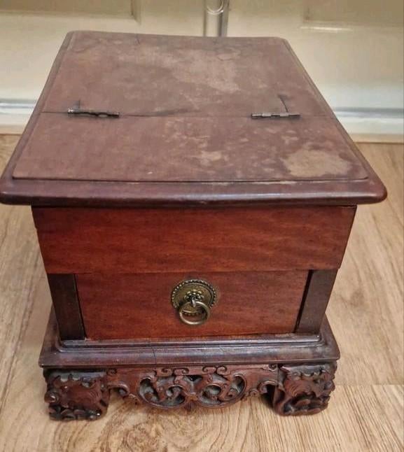Antiek houten schrijf sieraden kistje Aziatica China, Antiek en Kunst, Ophalen of Verzenden