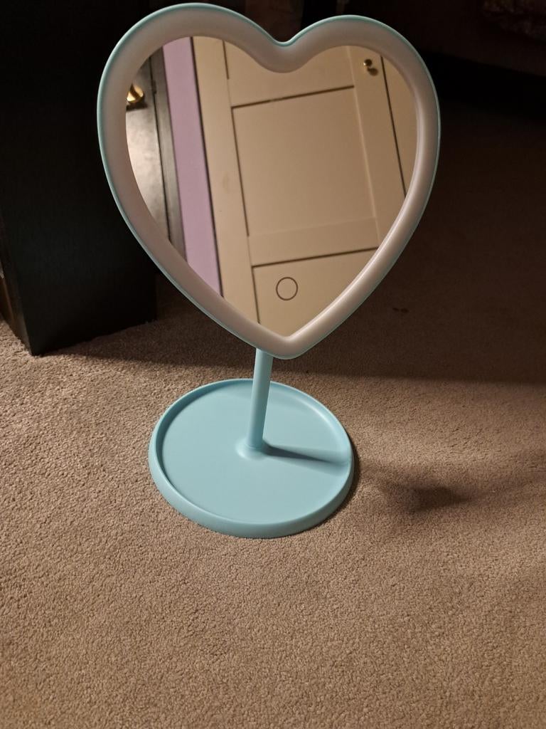 Blauwe Make-up Spiegel - Hartvormig, Huis en Inrichting, Woonaccessoires | Spiegels, Minder dan 50 cm, Nieuw, Ophalen of Verzenden