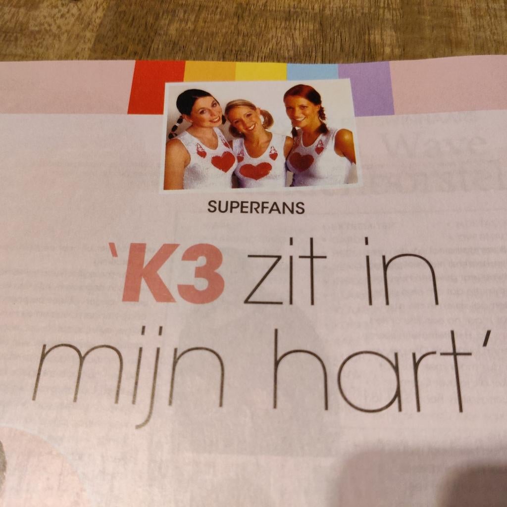Superfans : K3 zit in mijn hart. Artikel 6 blz -, Ophalen of Verzenden, 1980 tot heden, Nederland, Knipsel(s)