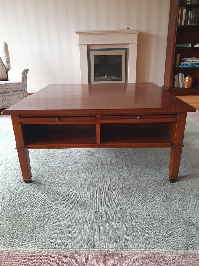 Klassiek, Engelse salontafel, kersenhout, vierkant, Ophalen, 50 tot 100 cm, Vierkant, 50 tot 100 cm