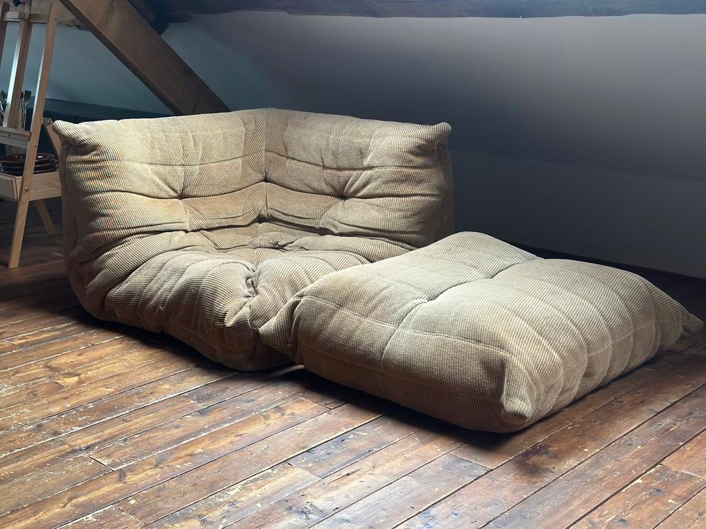 Vintage togo ligne roset hoek en ottoman, Ophalen, Gebruikt, Eenpersoons, 100 tot 125 cm
