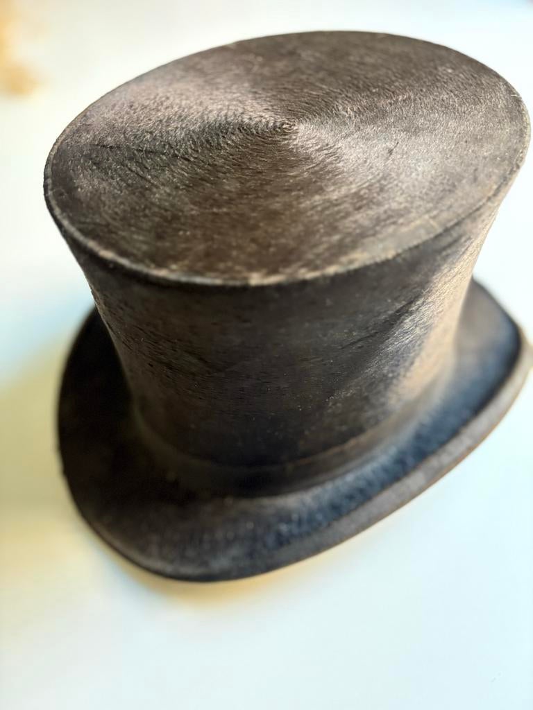 Antieke Hoge Hoed ca. 1870-1910, Ophalen of Verzenden, Gedragen, One size fits all, Hoed