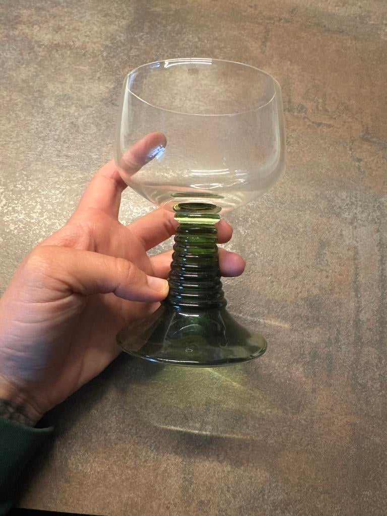 Vintage Groene Wijnglas, Ophalen of Verzenden
