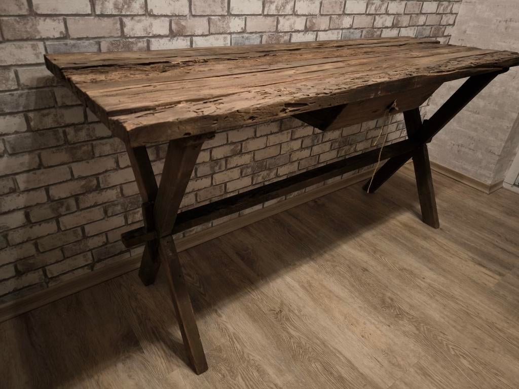 Landelijke sidetable stoer sober hoffz stijl tafel driftwood, Ophalen, 25 tot 50 cm, Rechthoekig, 50 tot 100 cm