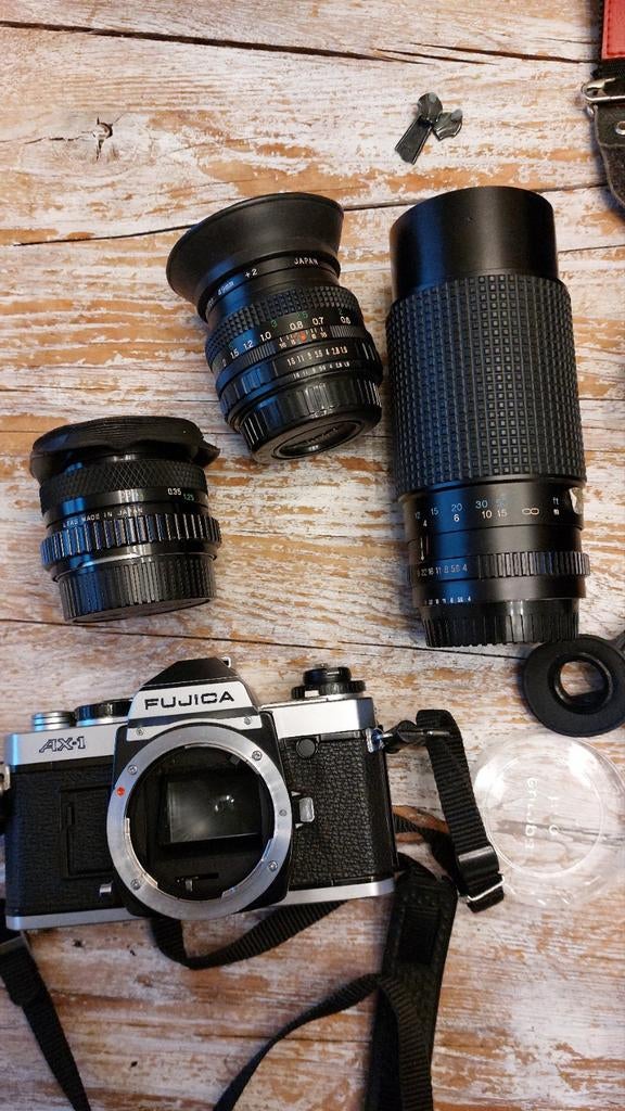 Fujica AX-1 vintage body  +  Soligor 28mm, Audio, Tv en Foto, Fotocamera's Analoog, Ophalen of Verzenden, Gebruikt, Spiegelreflex