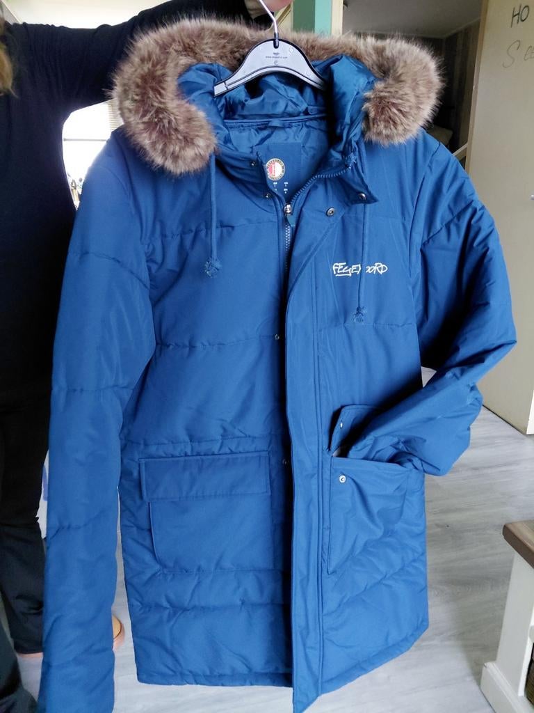 Nieuwe Feyenoord Winterjas, Ophalen, Maat 52/54 (L), Blauw, Nieuw