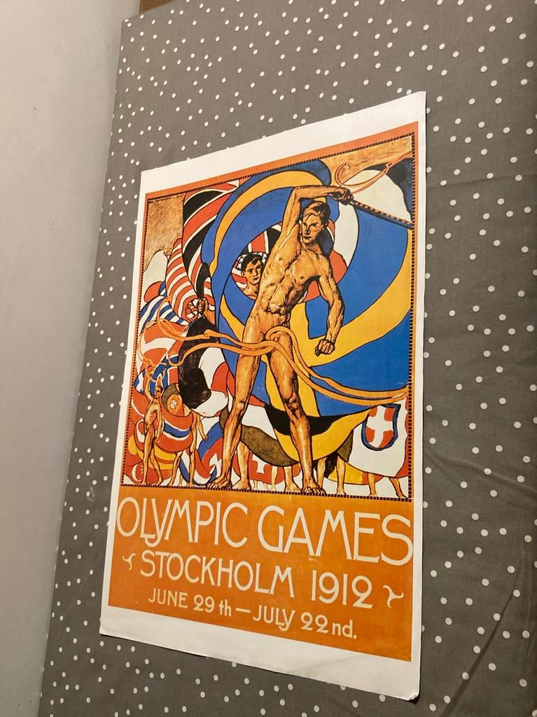 Olympische Spelen Stockholm 1912 Vintage Poster, Ophalen of Verzenden