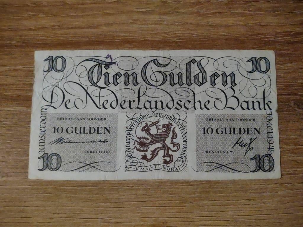 Biljet 10 gulden geldzuivering Lieftinck, 1945, Postzegels en Munten, Bankbiljetten | Nederland, Ophalen of Verzenden, 10 gulden