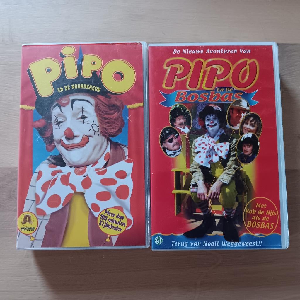 Pipo de Clown, 2x VHS banden, zo goed als nieuw, Alle leeftijden, Ophalen of Verzenden, Zo goed als nieuw, Tv-serie of Tv-programma