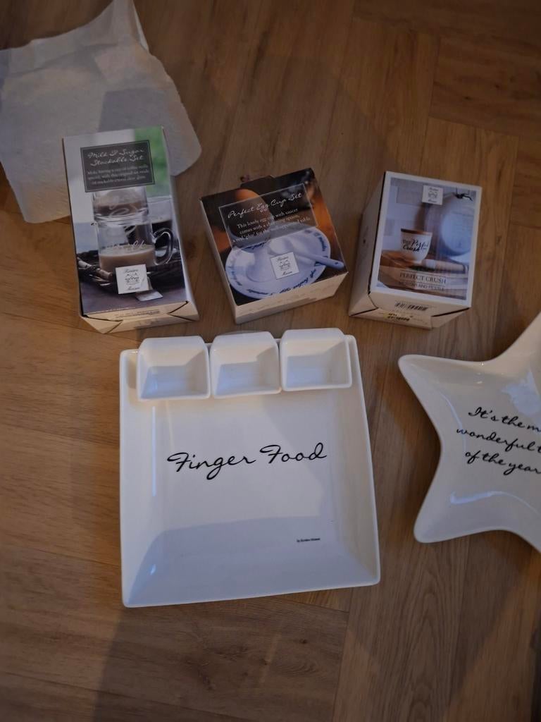 Riviera Maison schalen, melk en suiker set, Ophalen of Verzenden, Overige stijlen, Glas, Schaal of Schalen