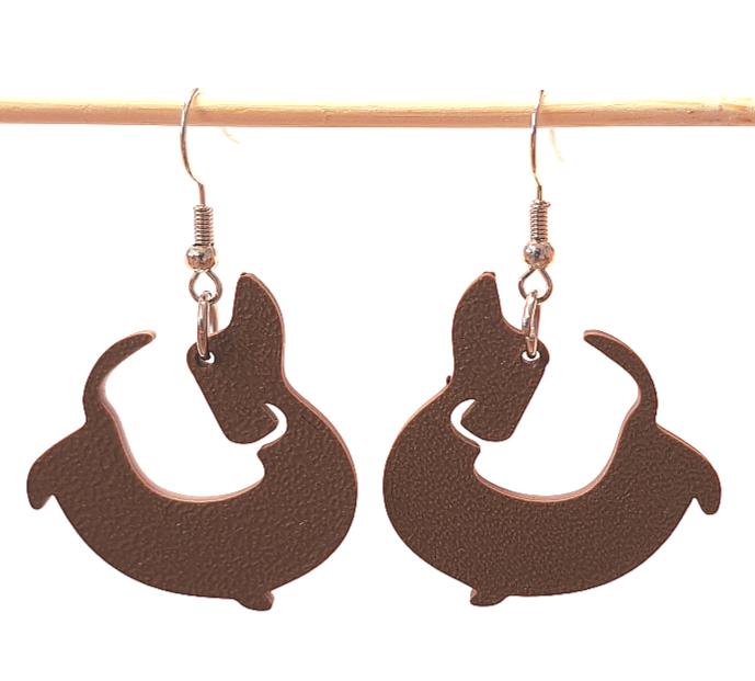 TECKEL oorbellen BRUIN super cute!!!!, Overige materialen, Hangers, Bruin, Nieuw