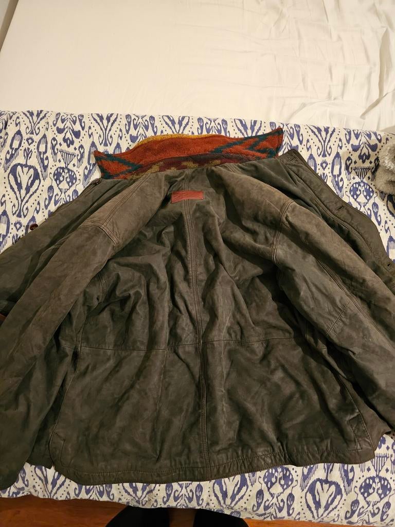 Vintage leren jas XL (of XXL) met korte armlengte, Ophalen of Verzenden, Overige maten, Groen, Vintage
