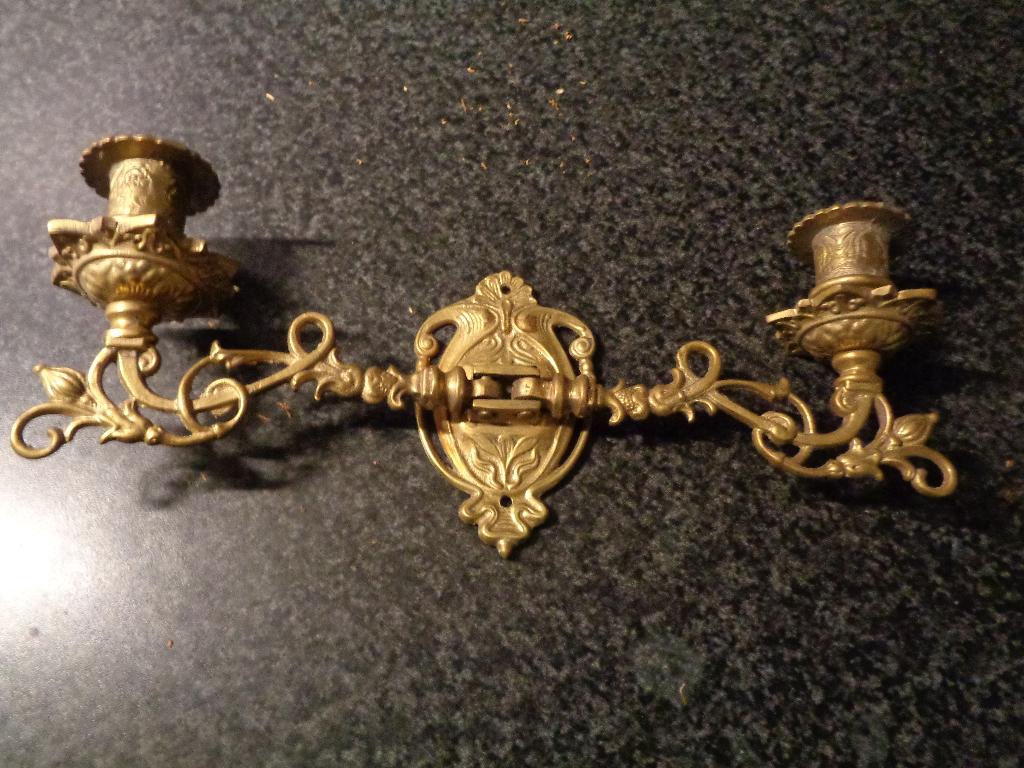 art deco muur kandelaar dubbel, Ophalen of Verzenden, Koper