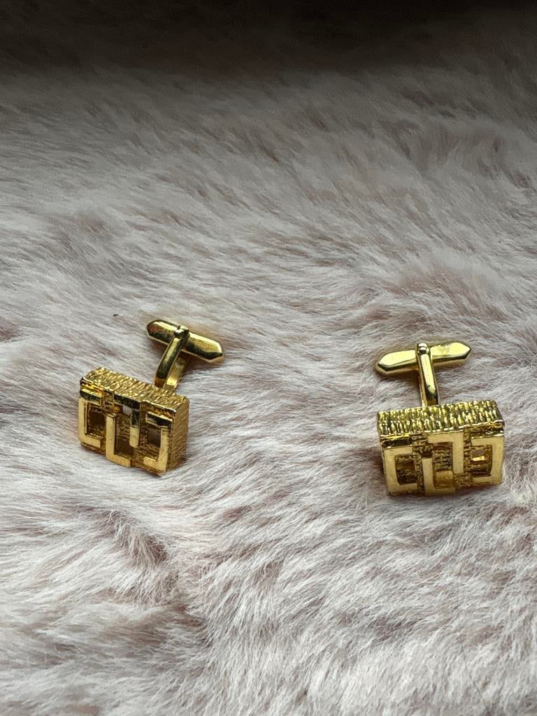 Goud kleurige Manchetknopen met Uniek Patroon, Verzenden, Zo goed als nieuw, Overige materialen, Verguld