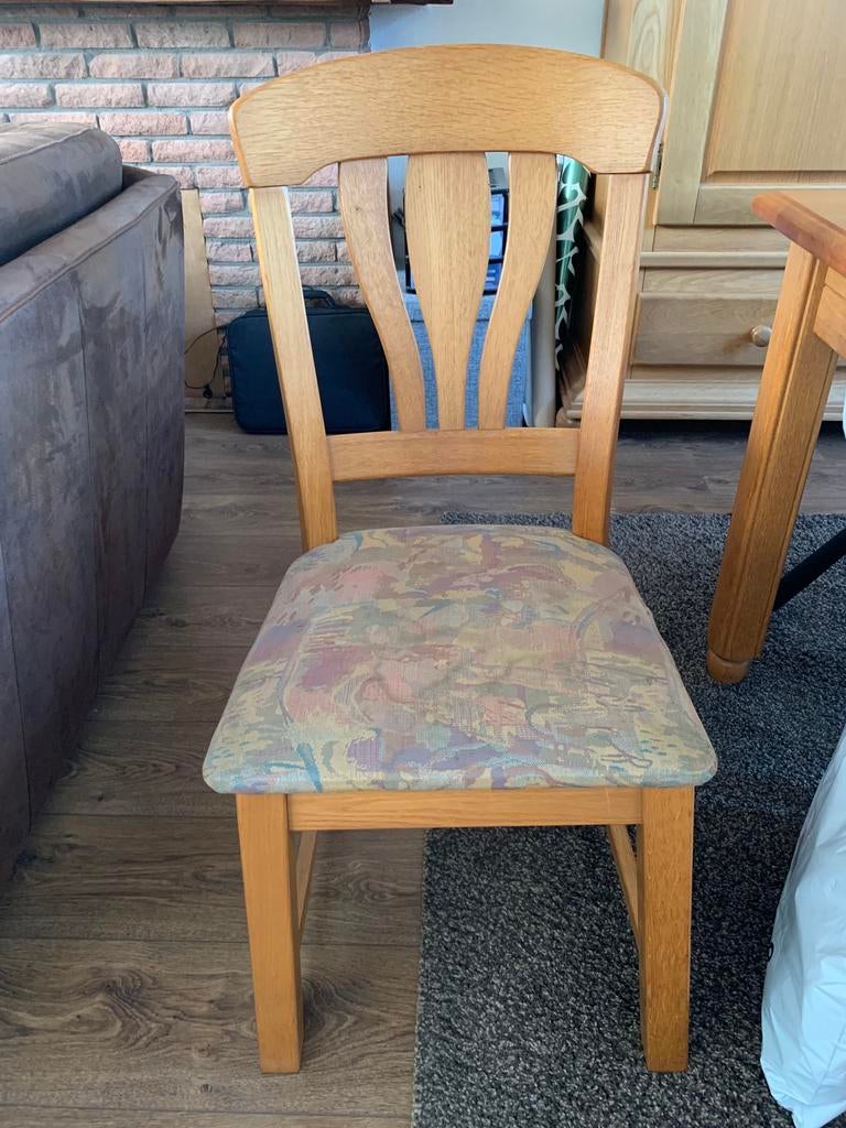 4 eetkamer stoel eiken, Ophalen, Gebruikt, Bruin, Vier