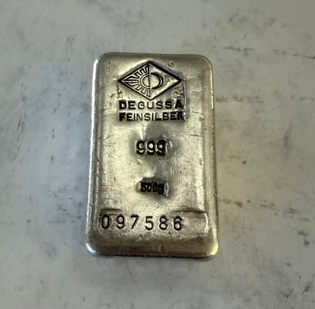 500 gram Zilver Degussa / oude style 999 zilver, Postzegels en Munten, Edelmetalen en Baren, Ophalen of Verzenden, Zilver