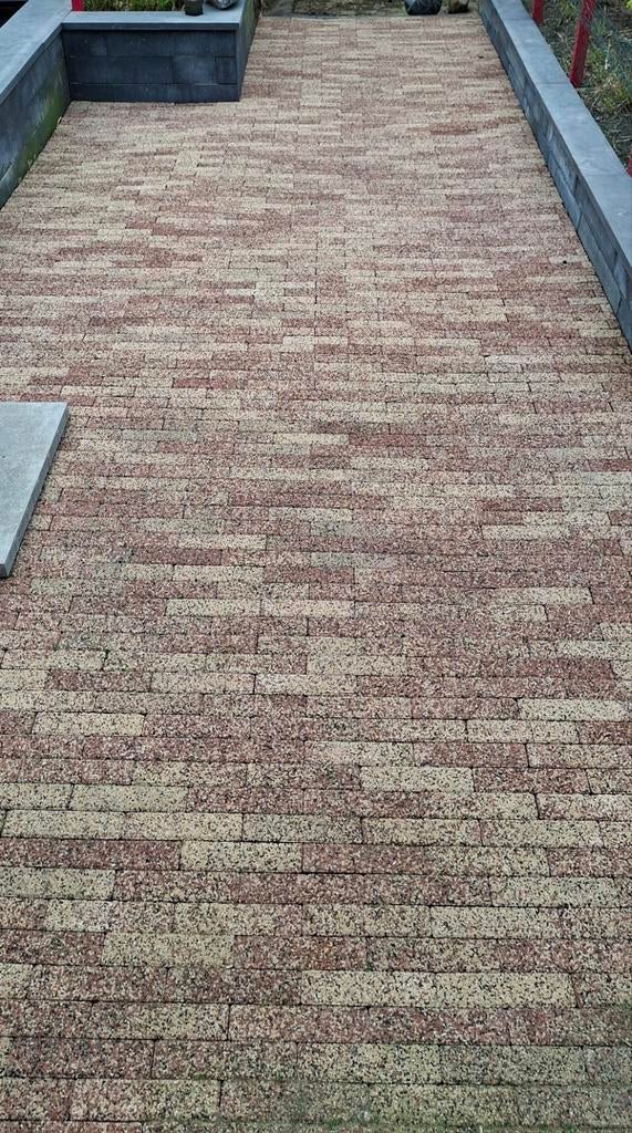 30m2 bont Gekleurde waaltjes, gecoat, Tuin en Terras, Tegels en Klinkers, Klinkers, Beton, Ophalen