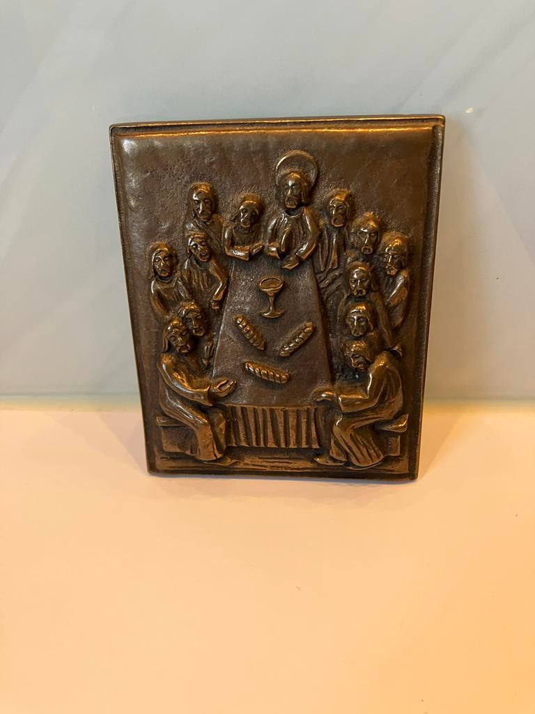 Antiek Bronzen Plaquette: Het Laatste Avondmaal, Ophalen of Verzenden