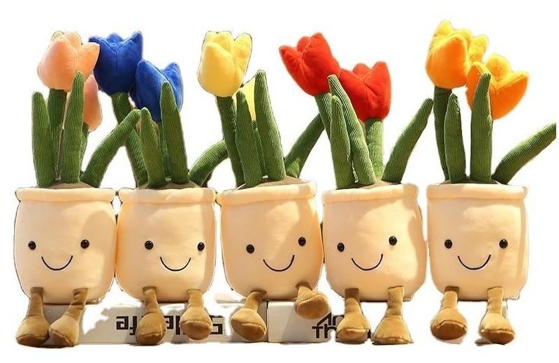 PARTIJ PLUCHE TULPEN 30CM ASSORTI KLEUREN, ., Nieuw, Ophalen of Verzenden, .