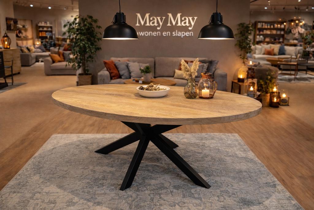 Eettafel ovaal 180cm. met spinpoot Direct/leverbaar E-7061, Huis en Inrichting, Nieuw, 50 tot 100 cm, Mwonenenslapen@ziggo.nl