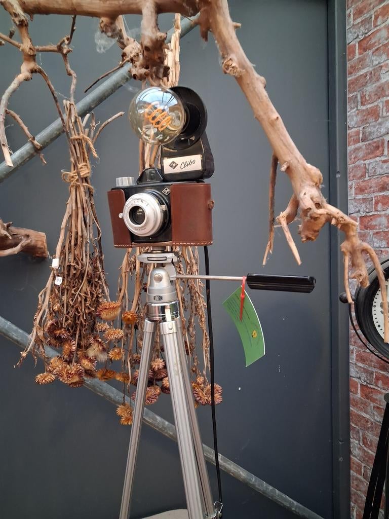 Vintage upcycled fotocamera statief lamp, Ophalen of Verzenden, Minder dan 100 cm